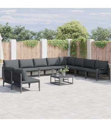 vidaXL Garden Sofa Set 11 pcs Black Steel