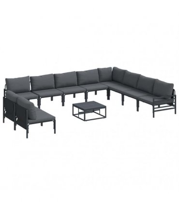 vidaXL Garden Sofa Set 11 pcs Black Steel
