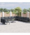 vidaXL Garden Sofa Set 11 pcs Black Steel