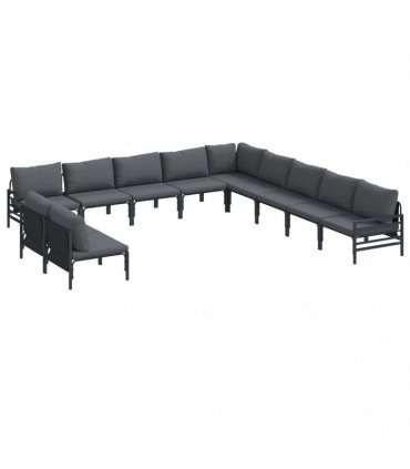 vidaXL Garden Sofa Set 11 pcs Black Steel