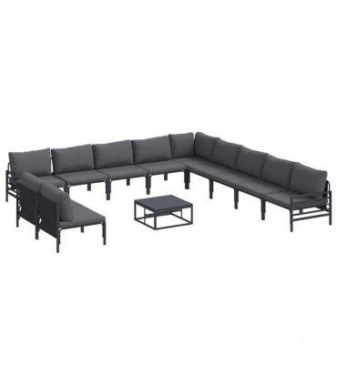 vidaXL Garden Sofa Set 12 pcs Black Steel