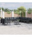 vidaXL Garden Sofa Set 9 pcs Black Steel