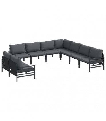 vidaXL Garden Sofa Set 9 pcs Black Steel