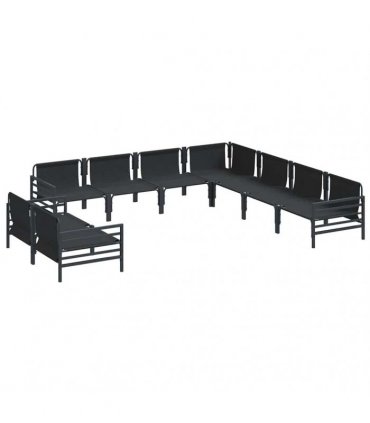vidaXL Garden Sofa Set 9 pcs Black Steel