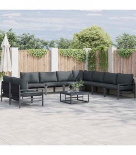 vidaXL Garden Sofa Set 10 pcs Black Steel
