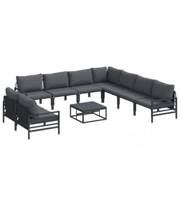 vidaXL Garden Sofa Set 10 pcs Black Steel
