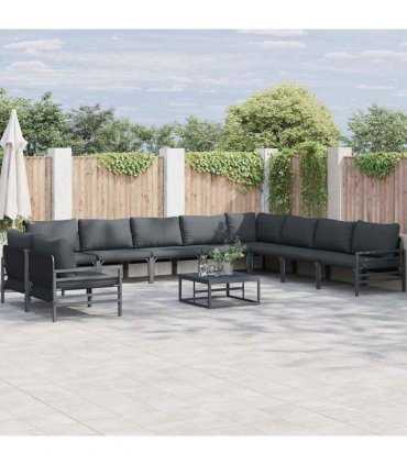 vidaXL Garden Sofa Set 10 pcs Black Steel