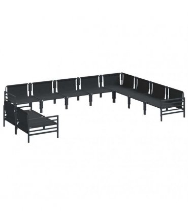 vidaXL Garden Sofa Set 10 pcs Black Steel