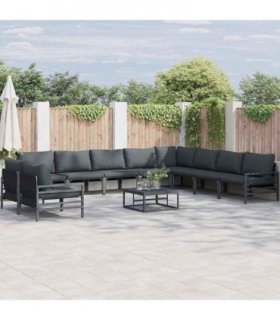 vidaXL Garden Sofa Set 11 pcs Black Steel
