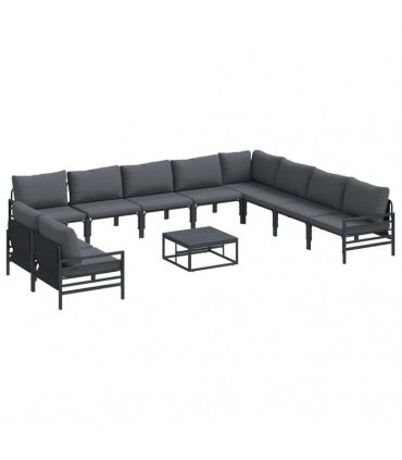 vidaXL Garden Sofa Set 11 pcs Black Steel