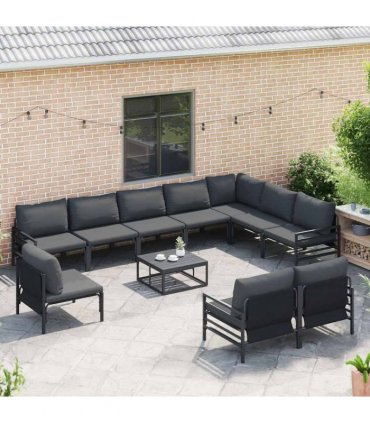 vidaXL Garden Sofa Set 11 pcs Black Steel