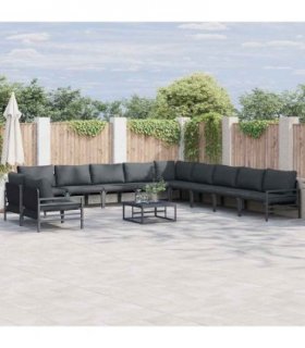 vidaXL Garden Sofa Set 11 pcs Black Steel