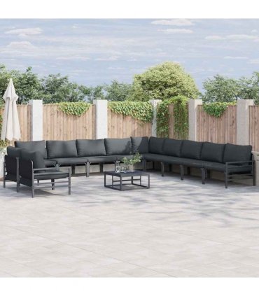 vidaXL Garden Sofa Set 11 pcs Black Steel