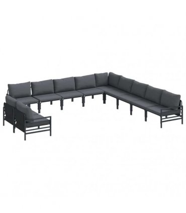 vidaXL Garden Sofa Set 11 pcs Black Steel