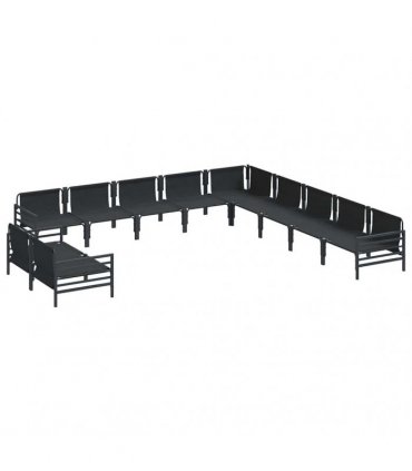 vidaXL Garden Sofa Set 11 pcs Black Steel