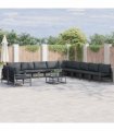 vidaXL Garden Sofa Set 12 pcs Black Steel