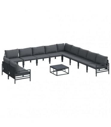 vidaXL Garden Sofa Set 12 pcs Black Steel