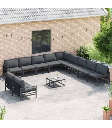 vidaXL Garden Sofa Set 12 pcs Black Steel
