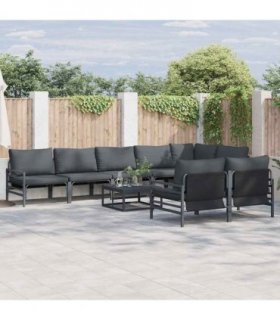 vidaXL Garden Sofa Set 8 pcs Black Steel