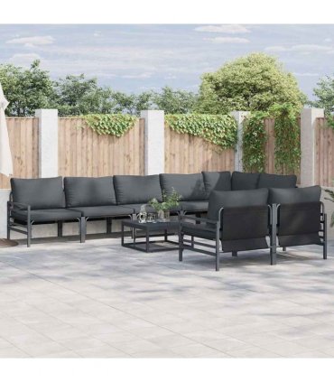 vidaXL Garden Sofa Set 8 pcs Black Steel
