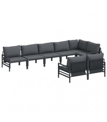 vidaXL Garden Sofa Set 8 pcs Black Steel