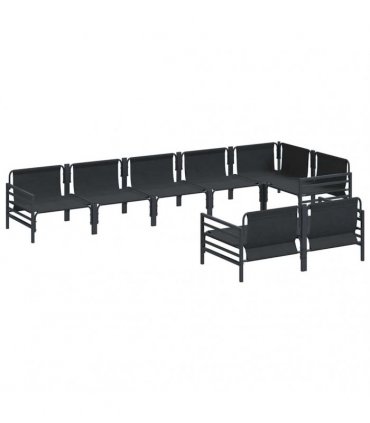 vidaXL Garden Sofa Set 8 pcs Black Steel