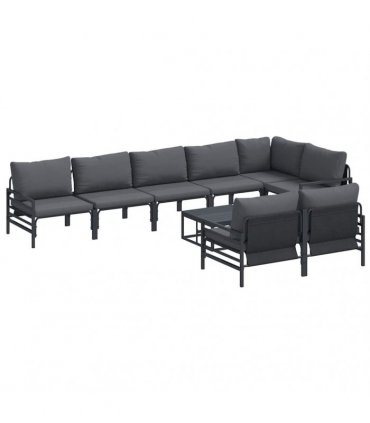 vidaXL Garden Sofa Set 9 pcs Black Steel