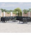 vidaXL Garden Sofa Set 13 pcs Black Steel
