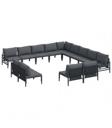 vidaXL Garden Sofa Set 13 pcs Black Steel