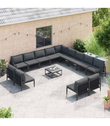 vidaXL Garden Sofa Set 13 pcs Black Steel