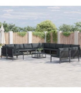 vidaXL Garden Sofa Set 14 pcs Black Steel