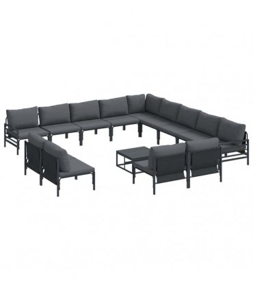 vidaXL Garden Sofa Set 14 pcs Black Steel