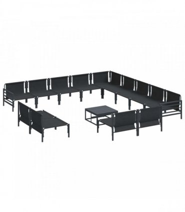 vidaXL Garden Sofa Set 14 pcs Black Steel
