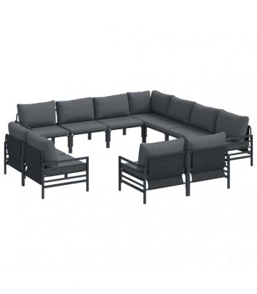 vidaXL Garden Sofa Set 11 pcs Black Steel