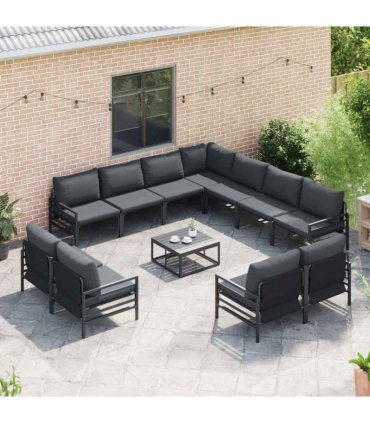 vidaXL Garden Sofa Set 11 pcs Black Steel