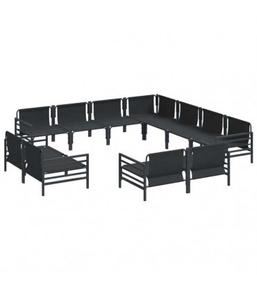 vidaXL Garden Sofa Set 11 pcs Black Steel