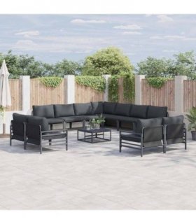 vidaXL Garden Sofa Set 12 pcs Black Steel