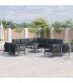 vidaXL Garden Sofa Set 12 pcs Black Steel