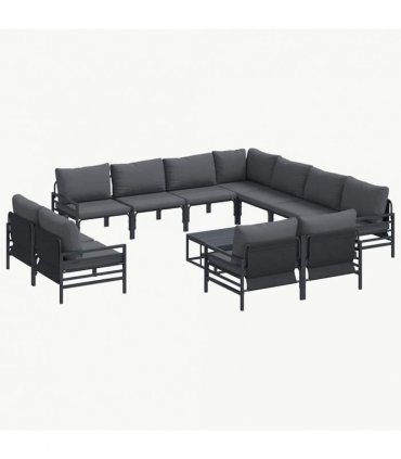 vidaXL Garden Sofa Set 12 pcs Black Steel