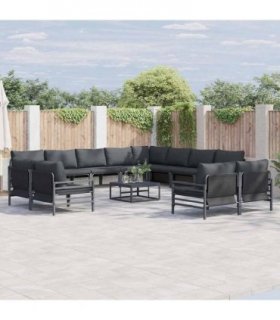 vidaXL Garden Sofa Set 12 pcs Black Steel