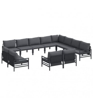 vidaXL Garden Sofa Set 12 pcs Black Steel