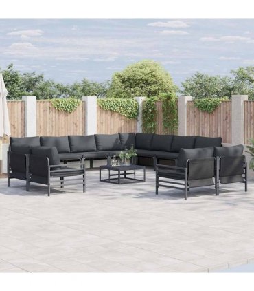 vidaXL Garden Sofa Set 13 pcs Black Steel