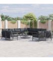 vidaXL Garden Sofa Set 13 pcs Black Steel