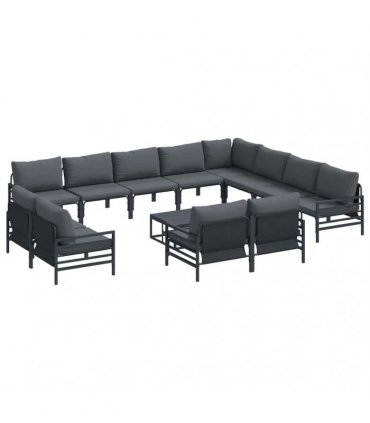 vidaXL Garden Sofa Set 13 pcs Black Steel