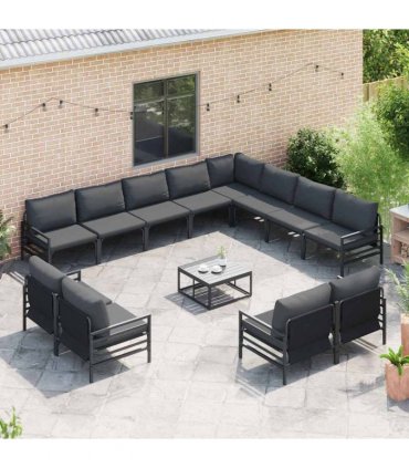 vidaXL Garden Sofa Set 13 pcs Black Steel