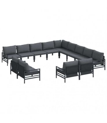 vidaXL Garden Sofa Set 13 pcs Black Steel