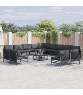 vidaXL Garden Sofa Set 14 pcs Black Steel