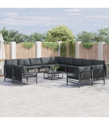 vidaXL Garden Sofa Set 14 pcs Black Steel
