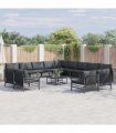 vidaXL Garden Sofa Set 14 pcs Black Steel