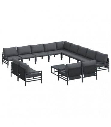 vidaXL Garden Sofa Set 14 pcs Black Steel